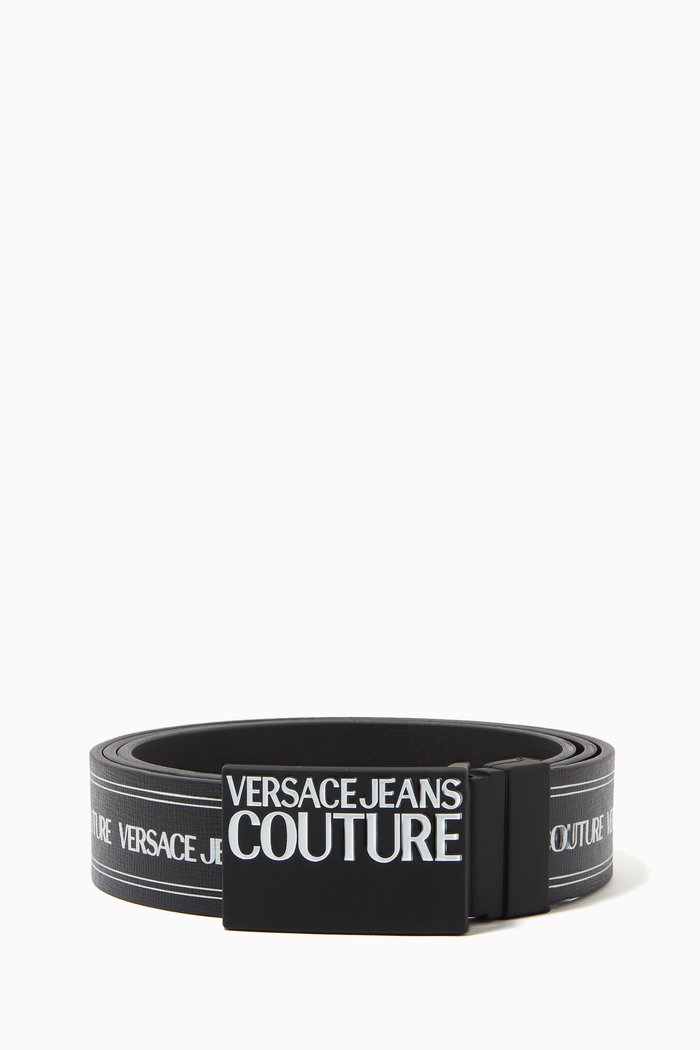 

Logo Reversible Belt in Logo Printed Leather, Black