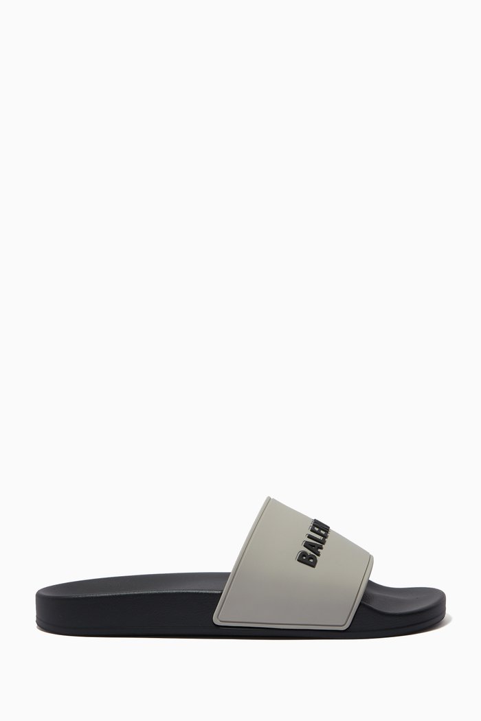 

Logo Pool Slides in Rubber, Grey
