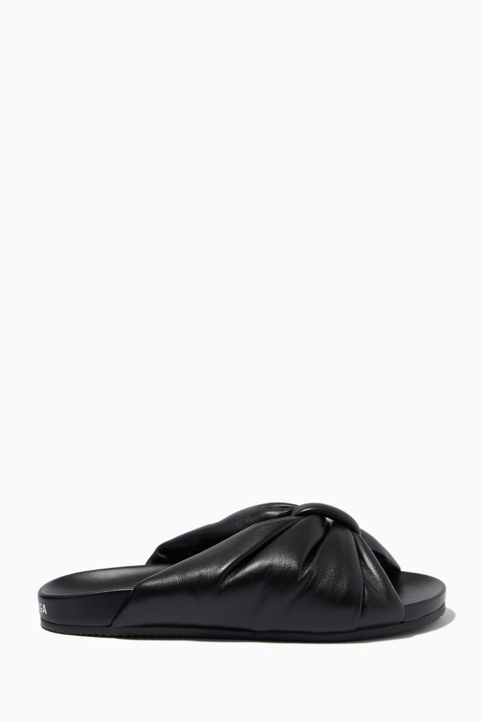 

Drapy Slides in Smooth Nappa Lambskin, Black