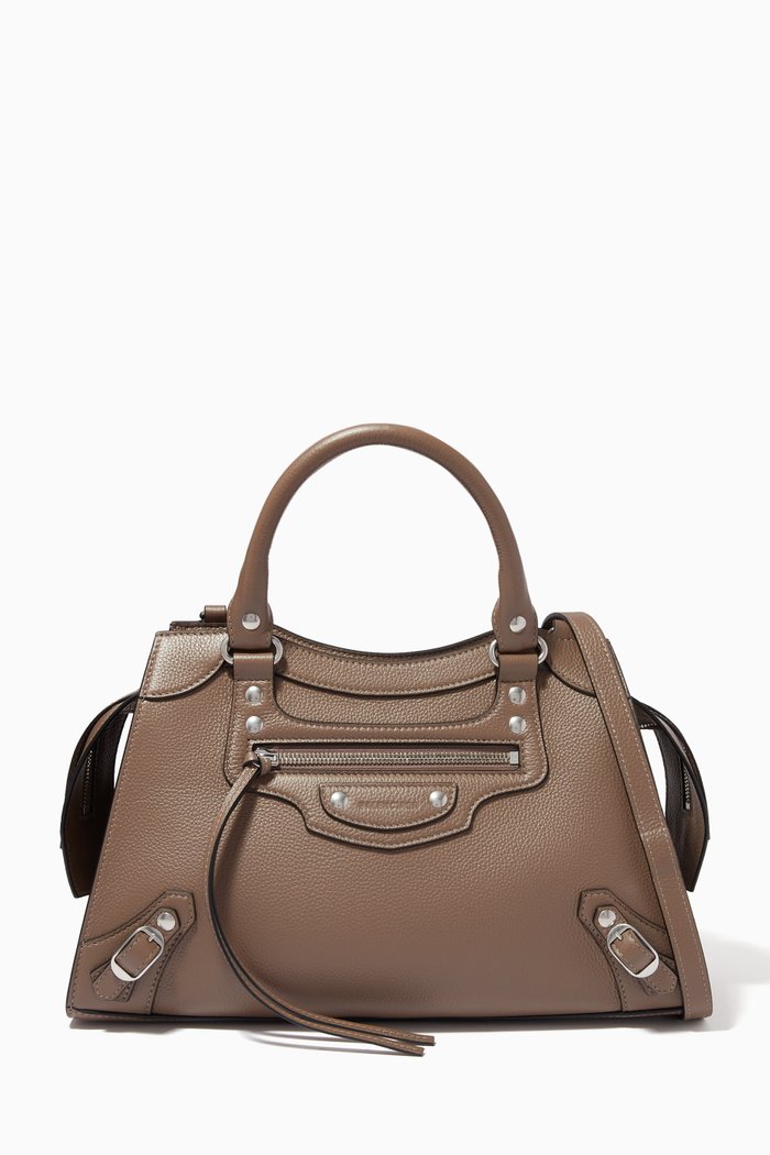 

Neo Classic Small Top Handle Bag in Grained Calfskin, Grey