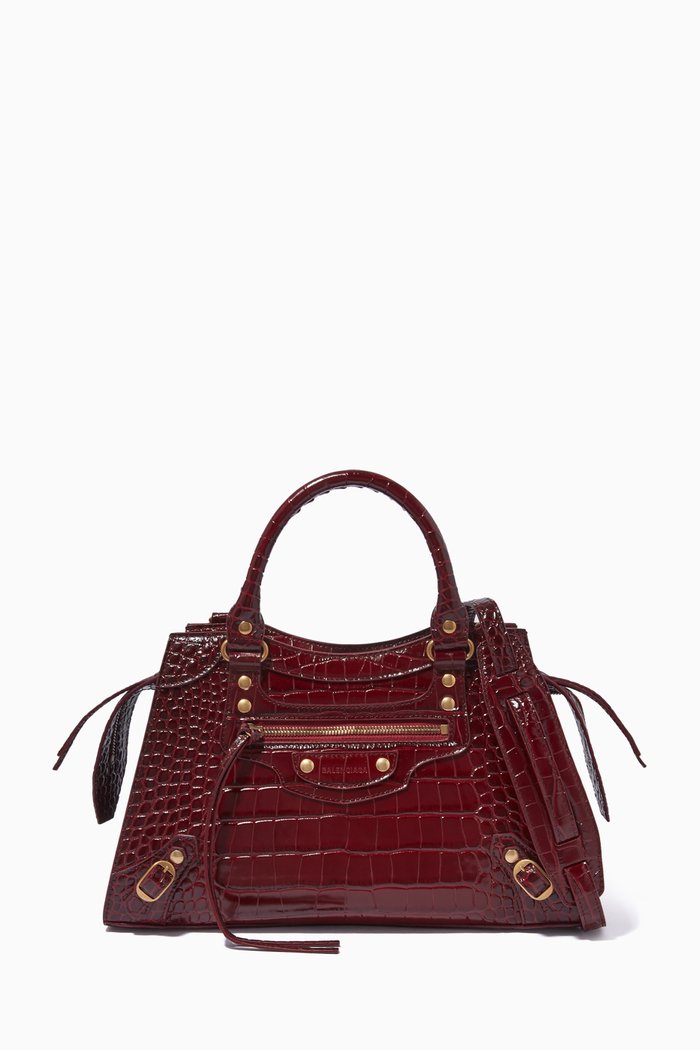 

Neo Classic Small Top Handle Bag in Shiny Crocodile Embossed Calfskin, Red