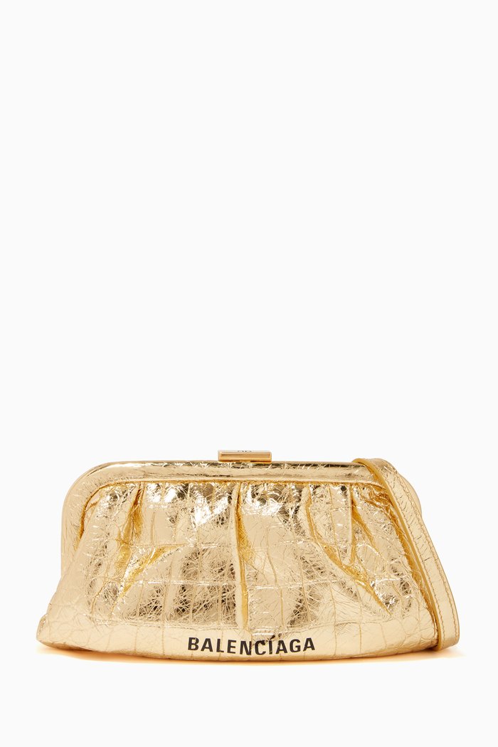 

Cloud XS Clutch in Shiny Crocodile-Embossed Calfskin, Gold