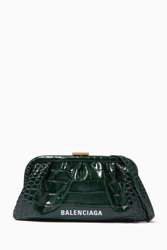 

Cloud XS Clutch in Shiny Crocodile-Embossed Calfskin, Green