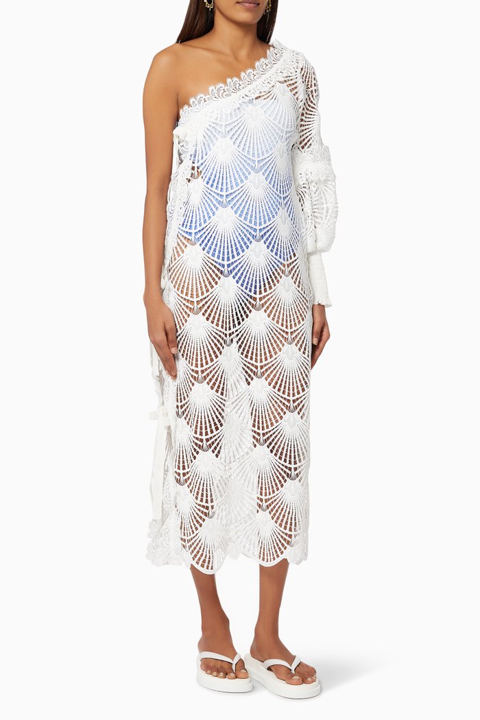 

Lorenza Dress in Guipure Lace, White