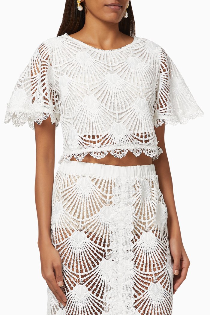 

Toscania Top in Guipure Lace, White
