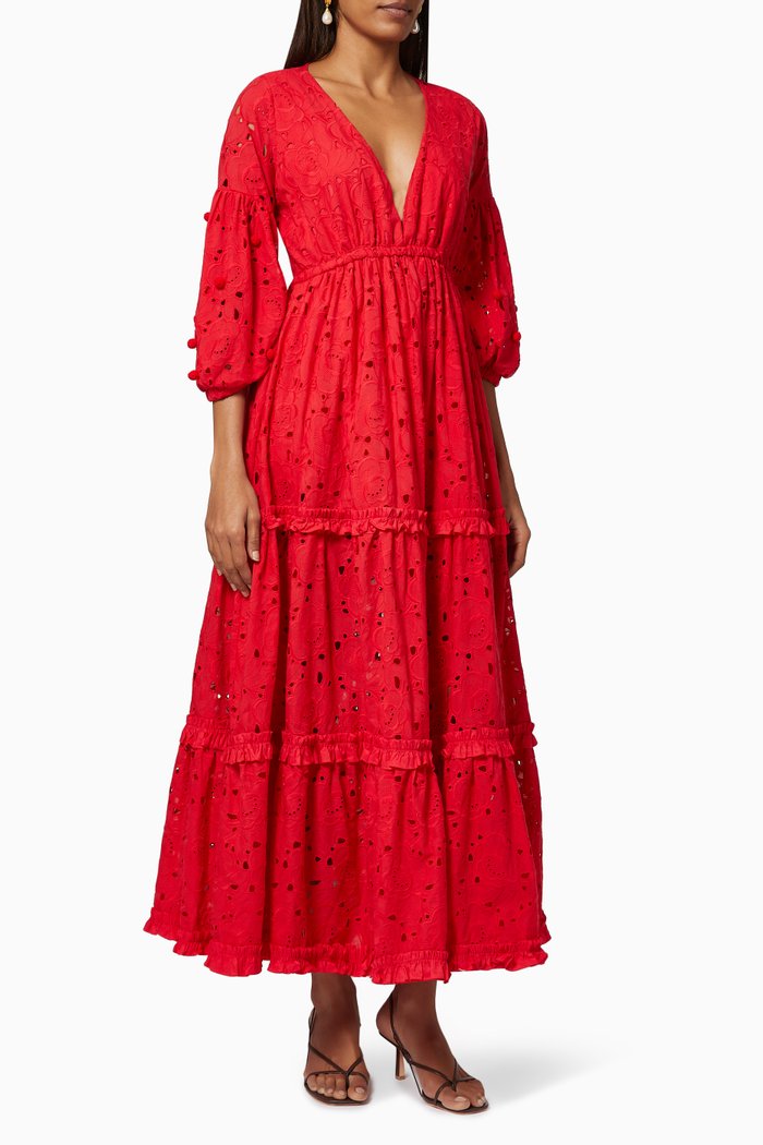 Rosario Dres in Cotton, Red