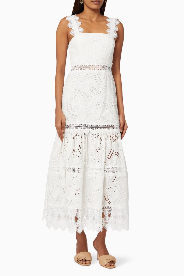 

Sireneuse Esmeralda Dress in Eyelet Cotton, White