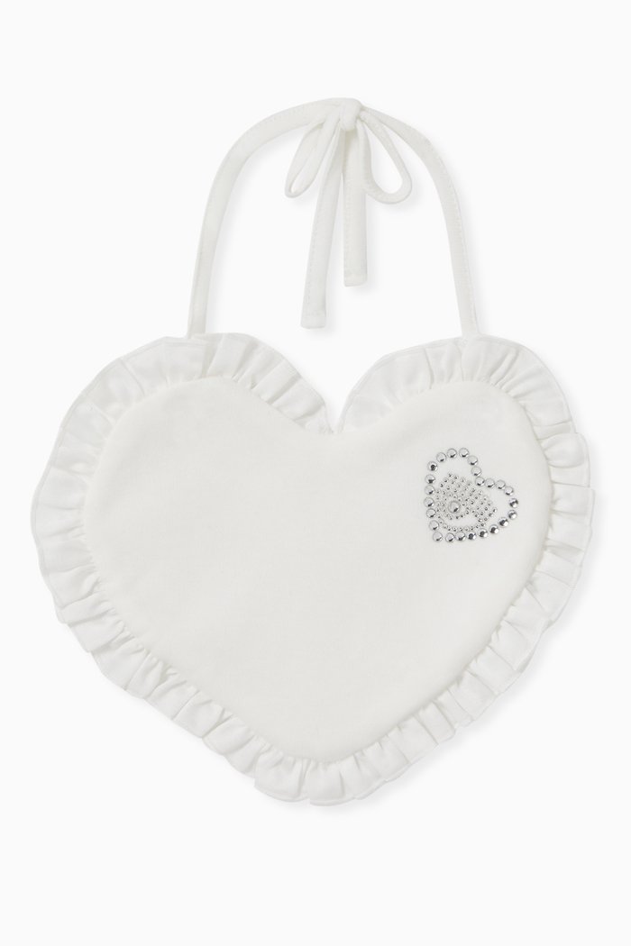 

Eyecrystal Heart-shaped Bib in Cotton, White