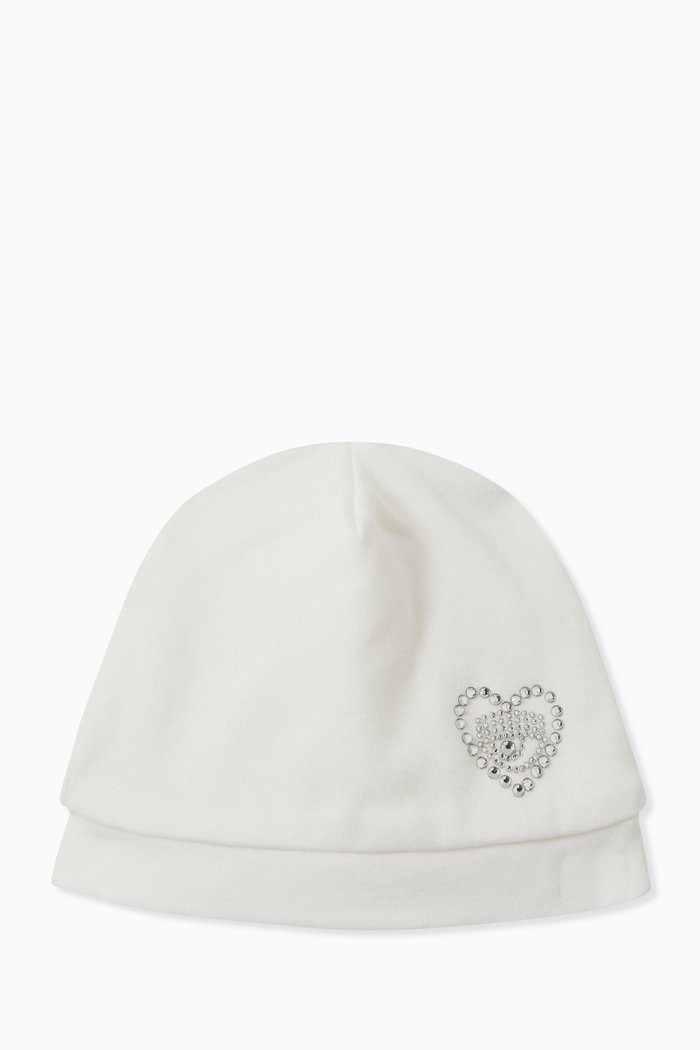 

Eyecrystal Beanie with Rhinestone in Cotton, White