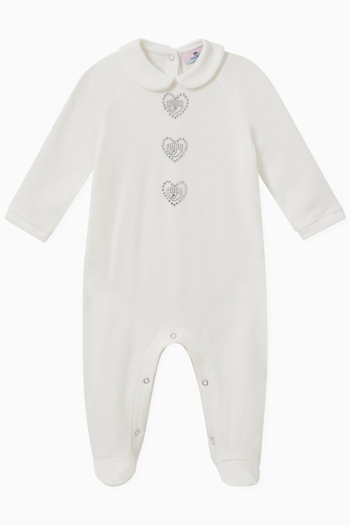 

Eyecrystal Onesie with Rhinestones in Cotton, White