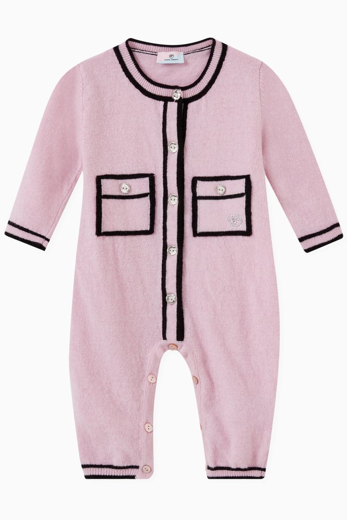 

Contrast Trims Onesie in Cotton, Pink