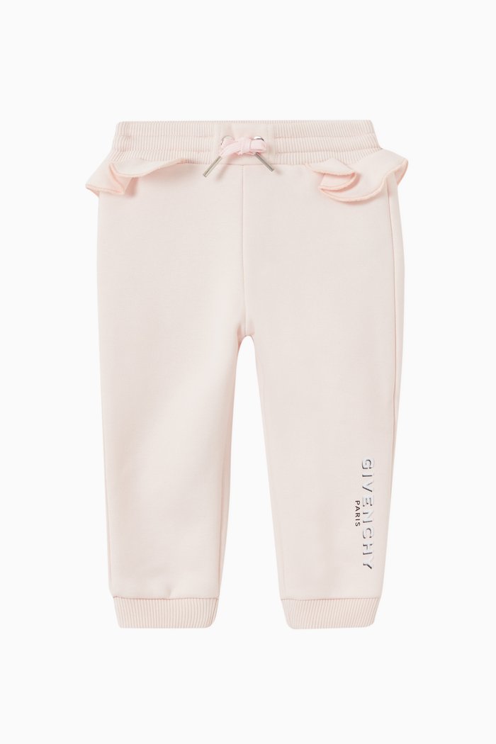 

Ruffle Sweatpants in Cotton-blend Fleece, Pink