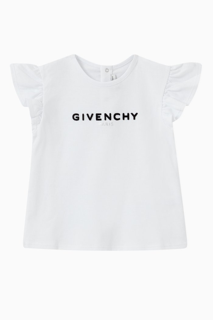 

Ruffled Sleeves T-shirt in Cotton, White