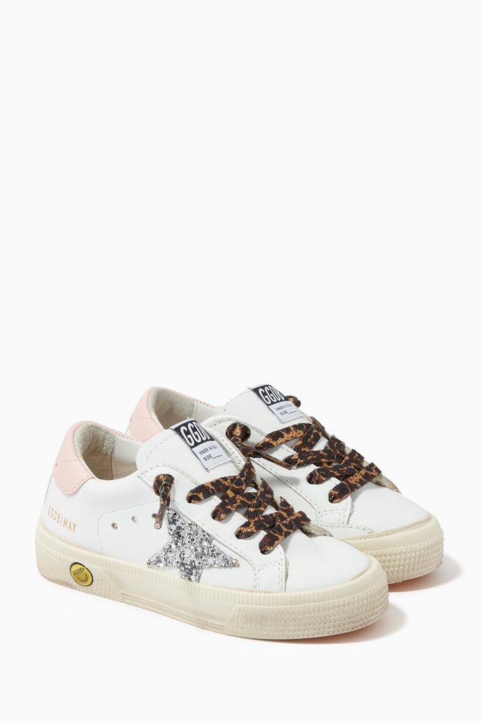 

May Glitter Star Sneaker in Leather, White