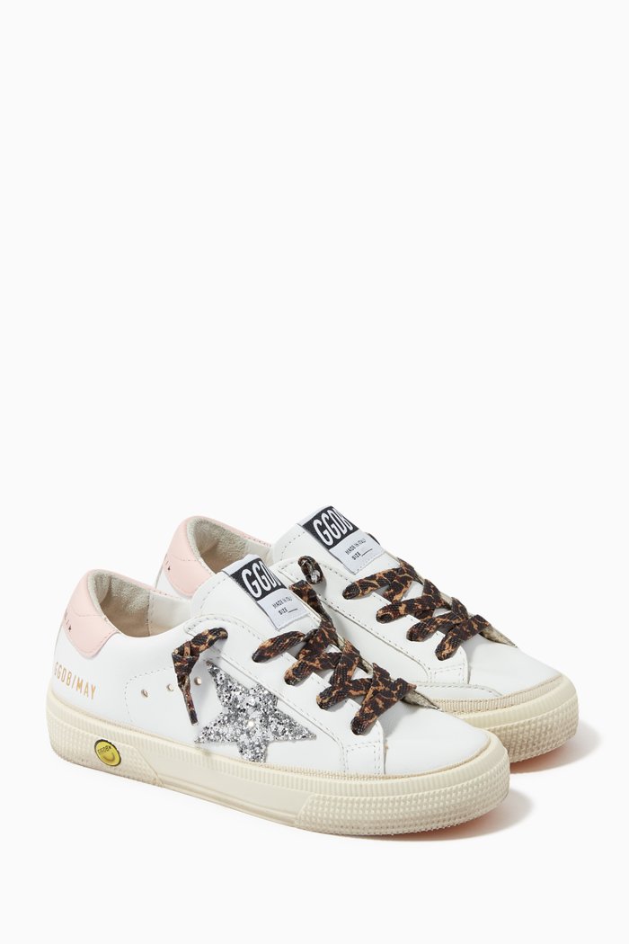 

May Glitter Star Sneaker in Leather, White