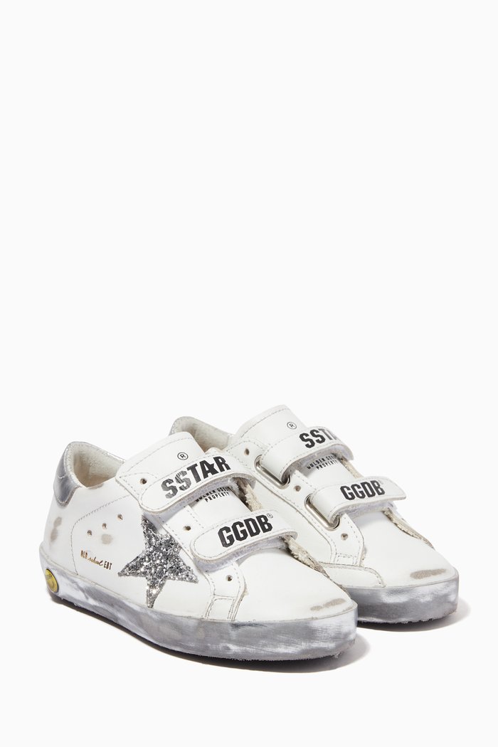 

Old School Sneakers with Glitter Star in Leather, White