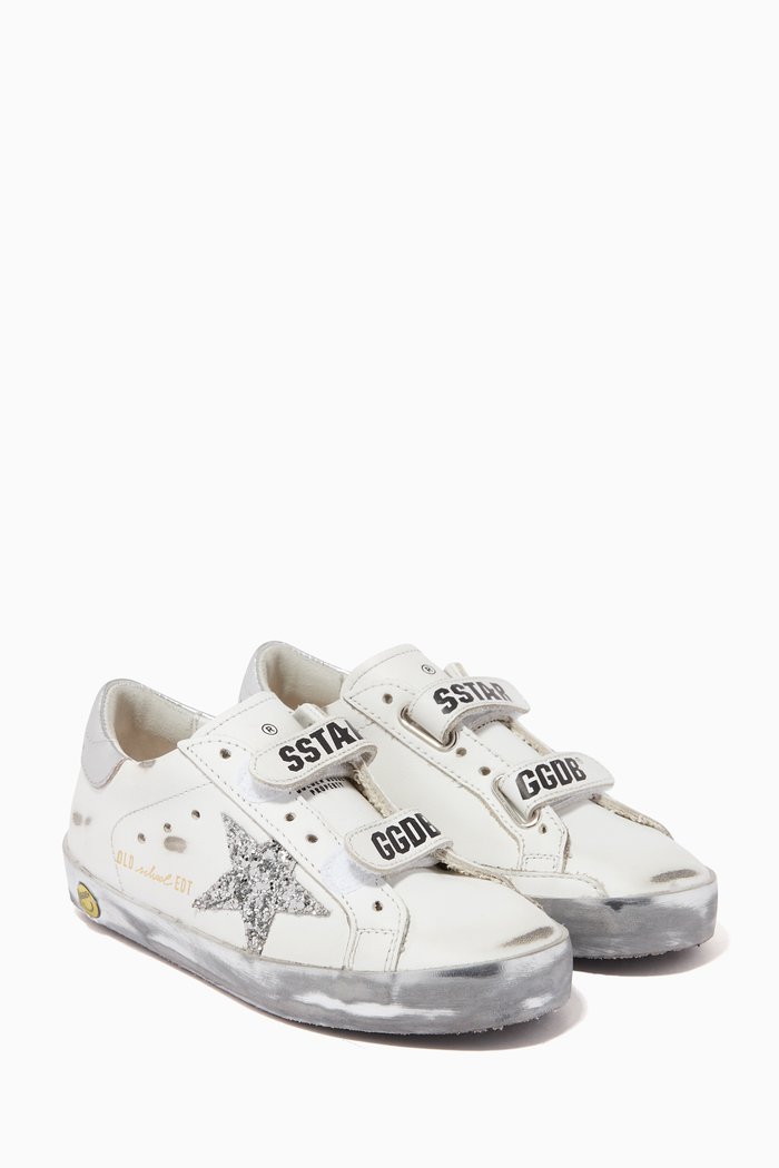 

Old School Sneakers with Glitter Star in Leather, White