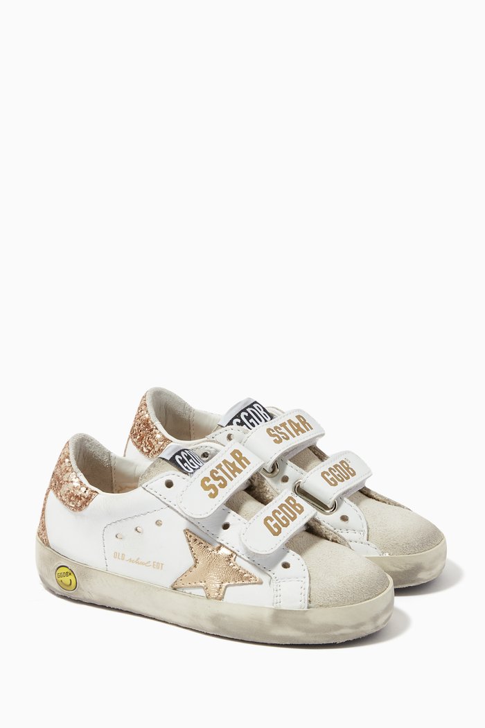 

Old School Sneakers with Metallic Star in Leather, White