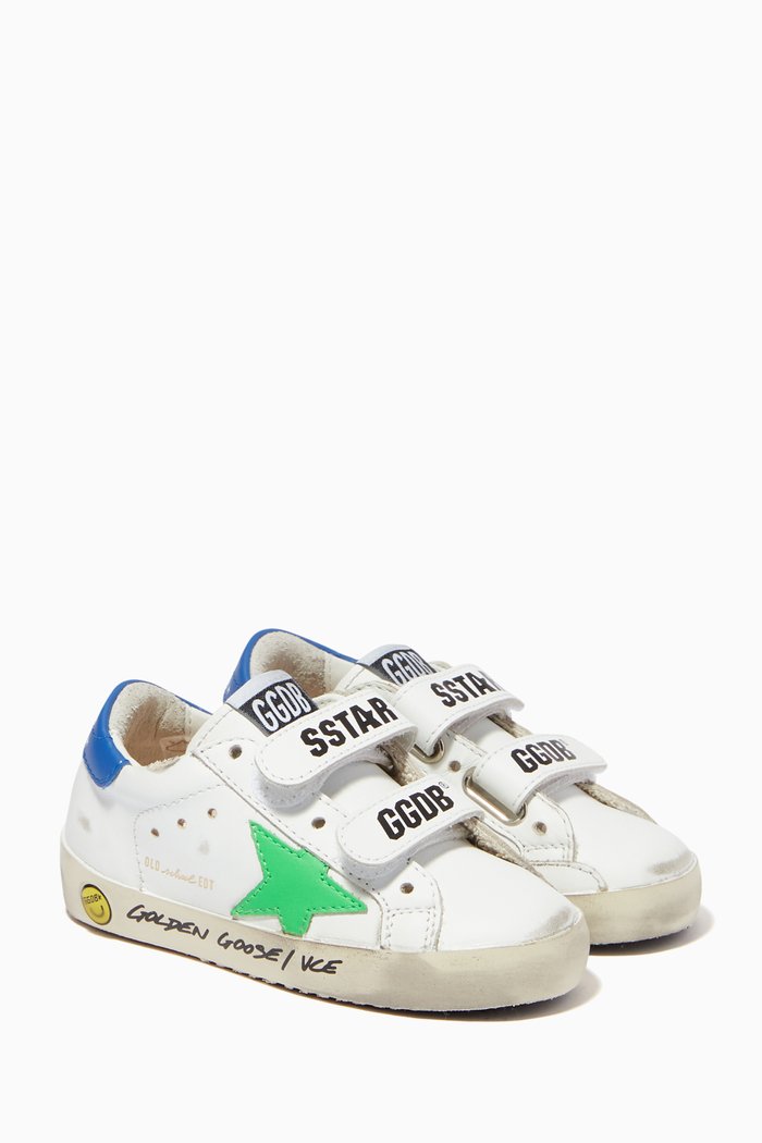 

Old School Sneakers with Leather Star in Leather, White