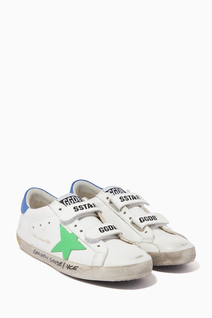 

Old School Sneakers with Leather Star in Leather, White