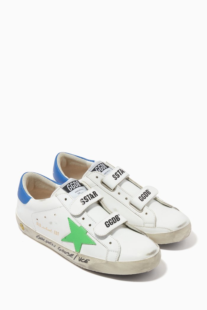 

Old School Sneakers with Leather Star in Leather, White