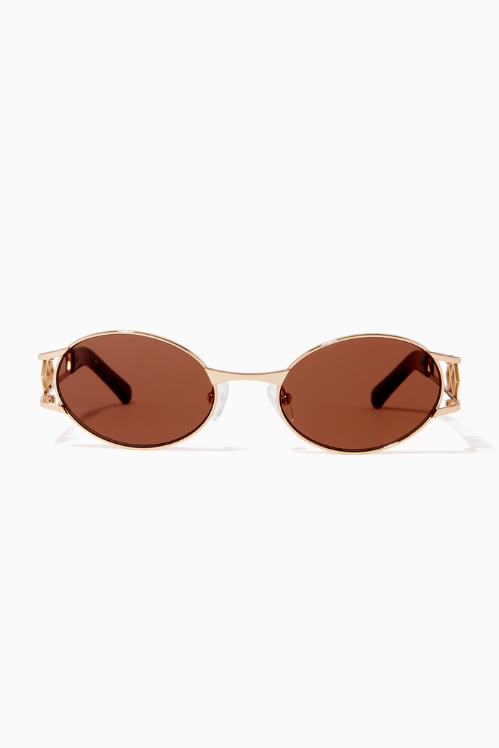 

Carrie Round Sunglasses in Metal, Brown