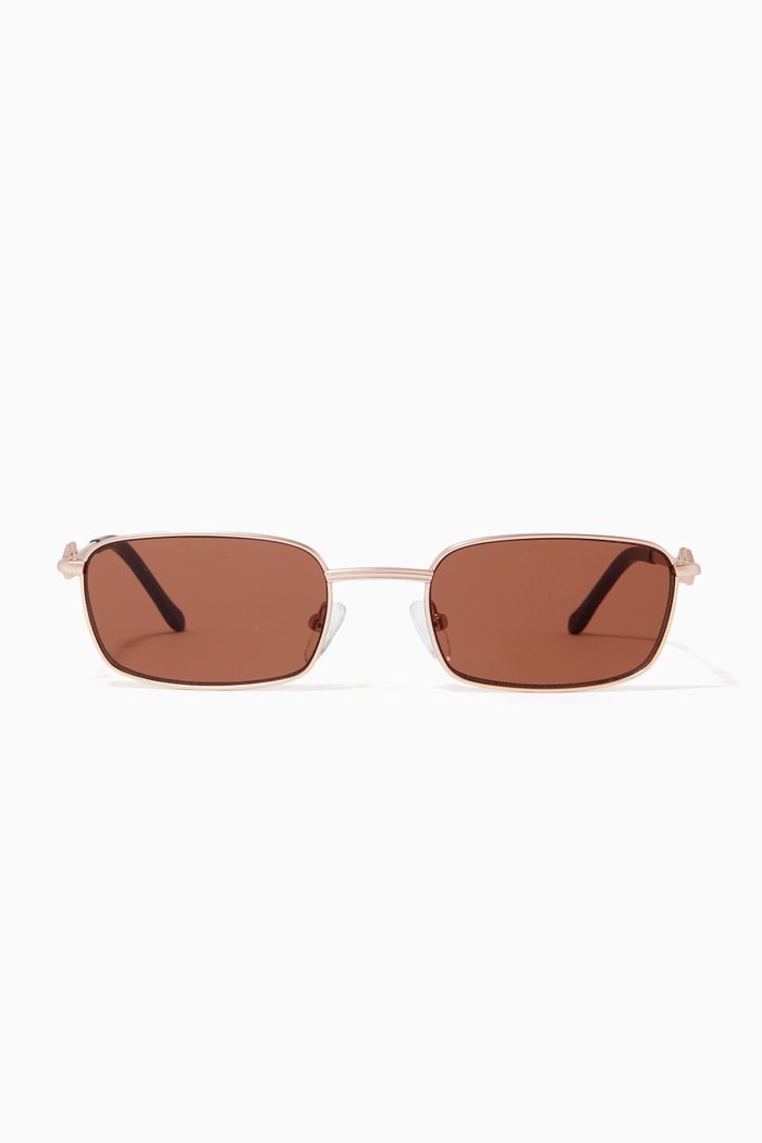 

Ellie Rectangle Sunglasses in Metal, Brown