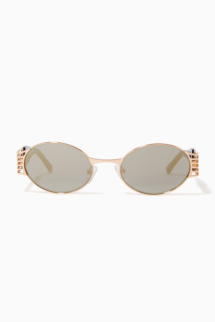 Pam Round Sunglasses in Metal & Acetate, Gold