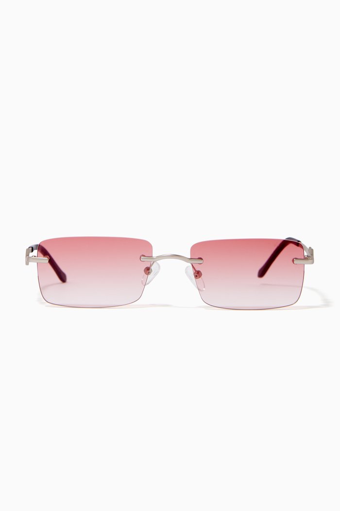 

Layla Rectangle Sunglasses in Metal, Red