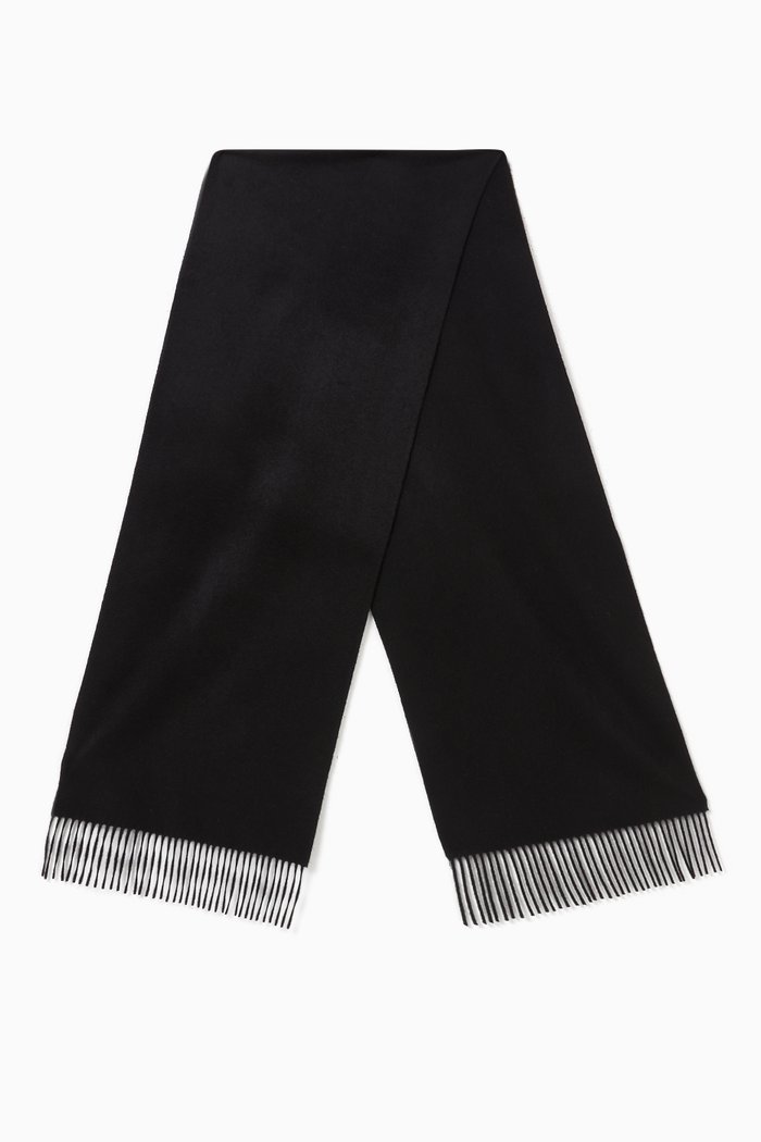 

Knit Fringed Scarf in Cashmere, Black