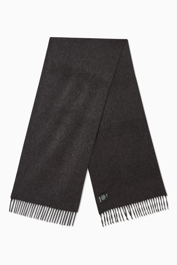 

Knit Fringed Scarf in Cashmere, Grey