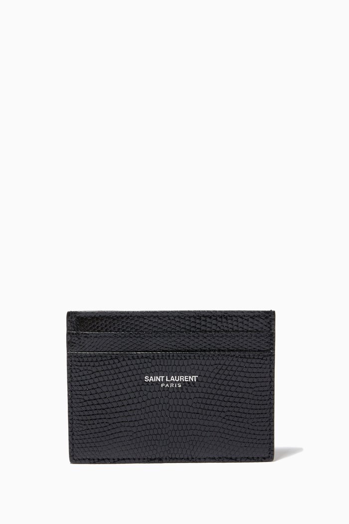 

Card Case in Lizard-embossed Shiny Leather, Black