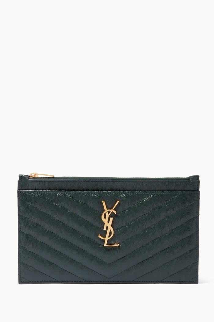 

Monogram Bill Pouch in Grain De Poudre Embossed Leather, Green