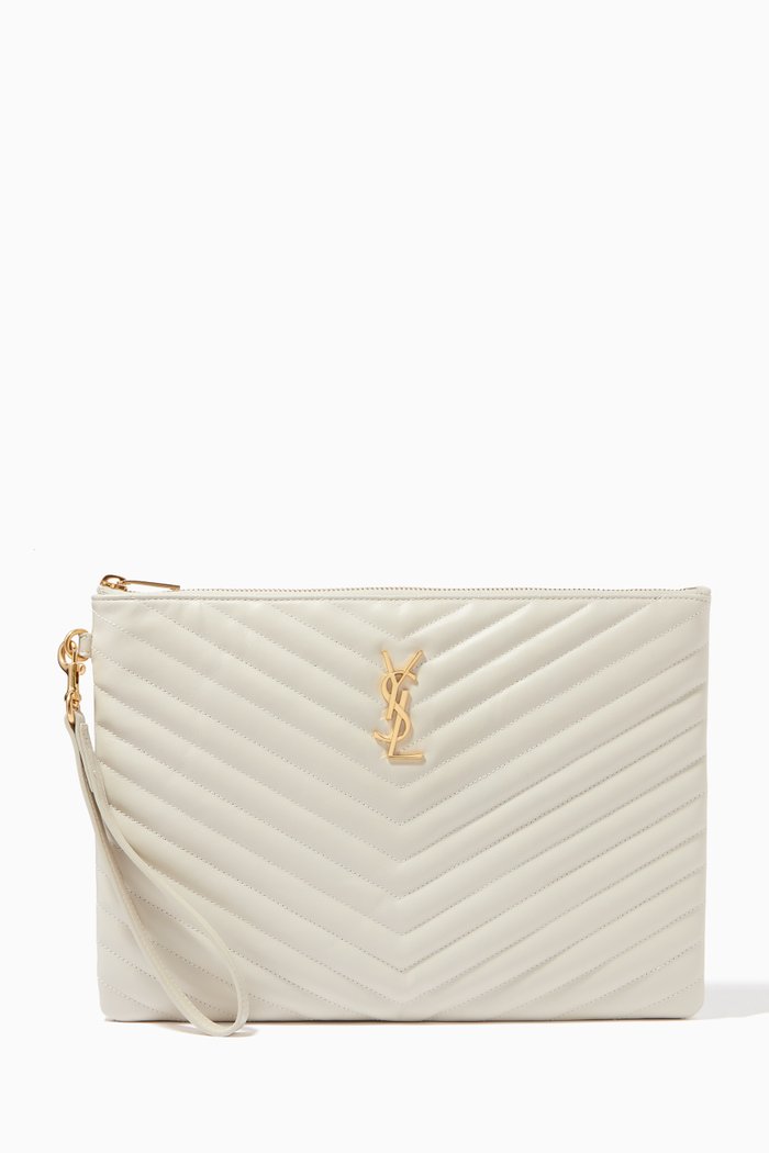

Cassandre Tablet Pouch in Matelassé Leather, White