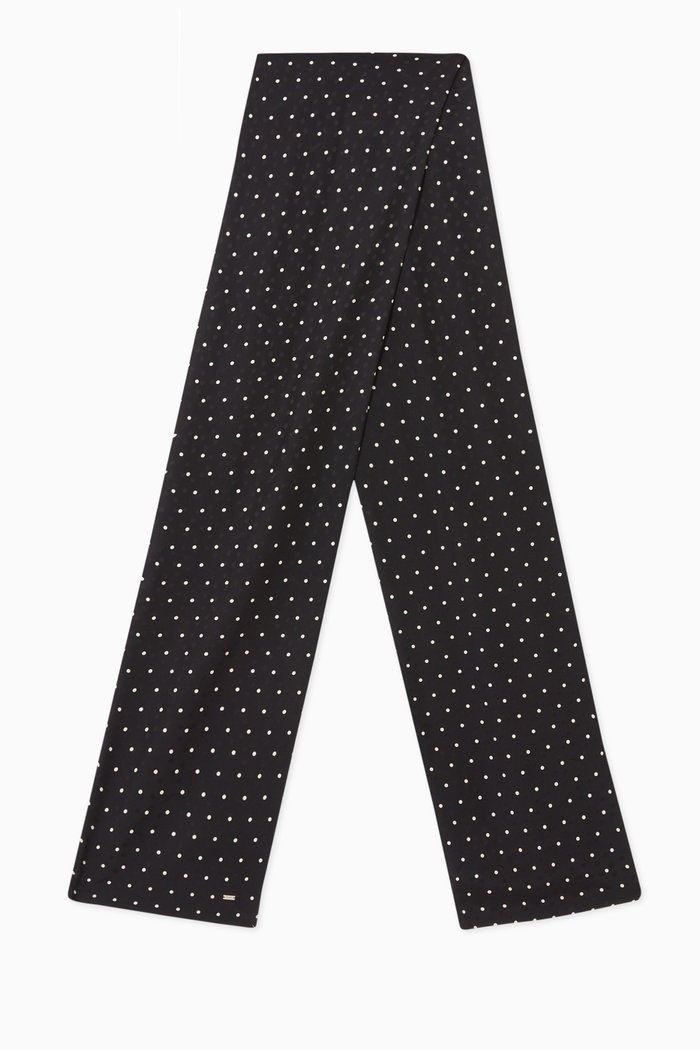 

Cassandra Dotted Evening Scarf in Silk Satin, Black