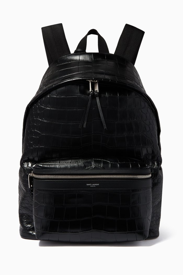 

City Backpack in Croc-embossed Calfskin, Black