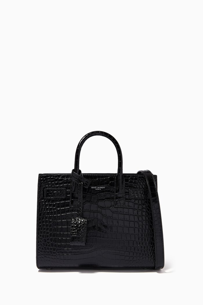 

Nano Classic Sac de Jour in Croc-embossed Shiny Leather, Black