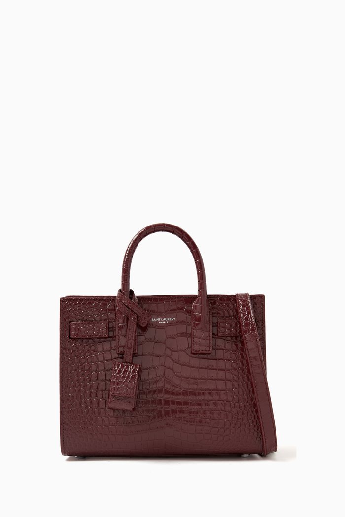 Classic sac de jour nano 2025 in embossed crocodile shiny leather