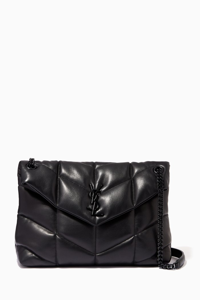

Medium Puffer Bag in Quilted Lambskin, Black