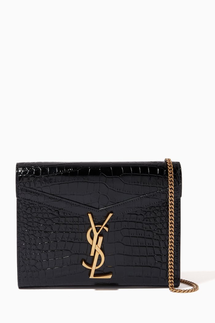 

Cassandra Chain Wallet in Croc-embossed Shiny Leather, Black