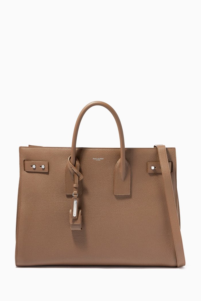 

Large Thin Sac De Jour in Grained Leather, Brown