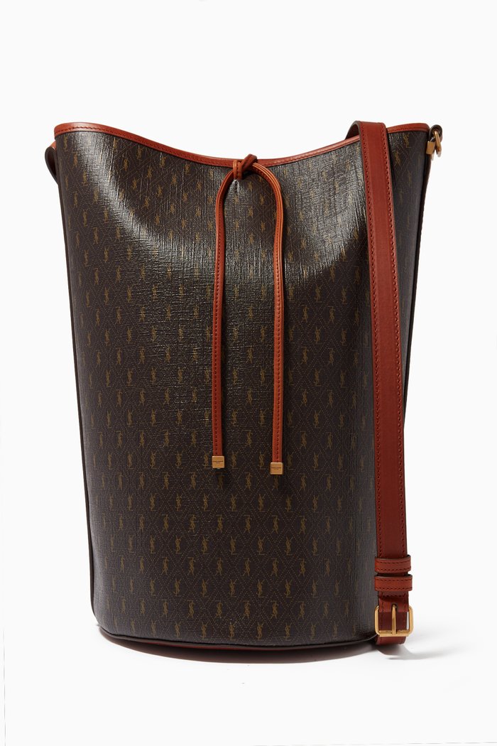 

Le Monogramme Bucket Bag in Canvas & Smooth Leather, Brown