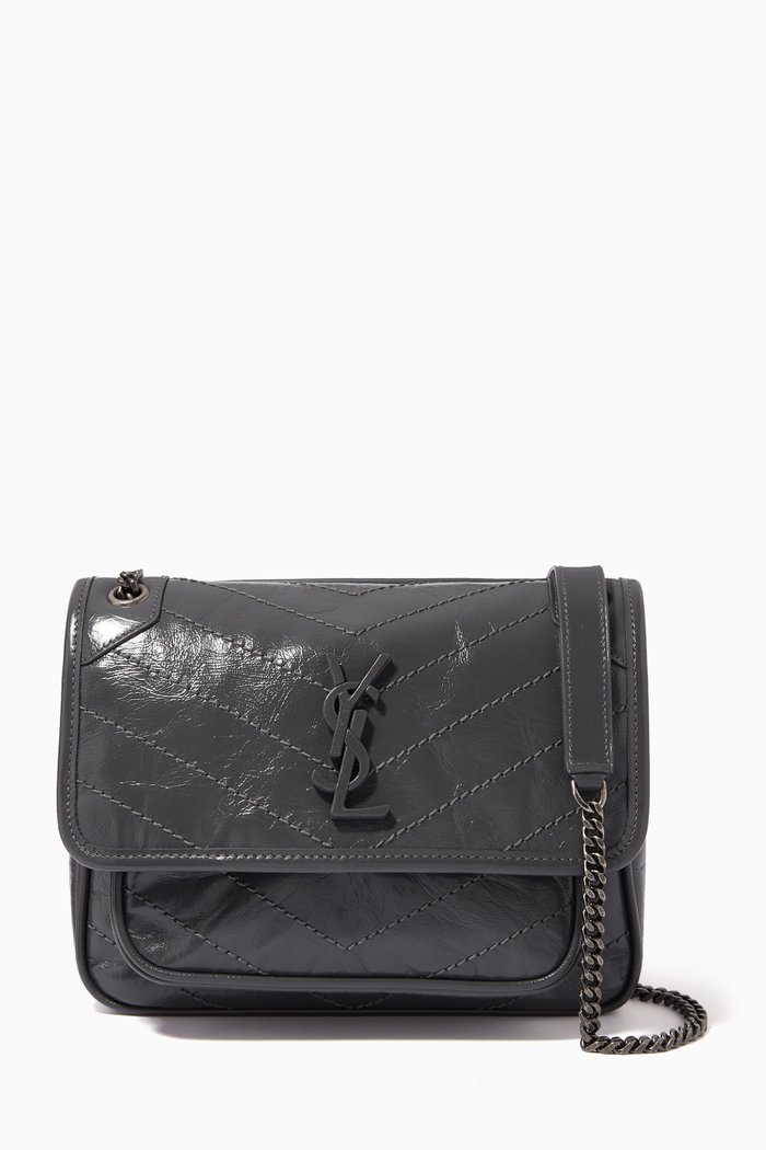 

Baby Niki Bag in Crinkled Vintage Leather, Grey