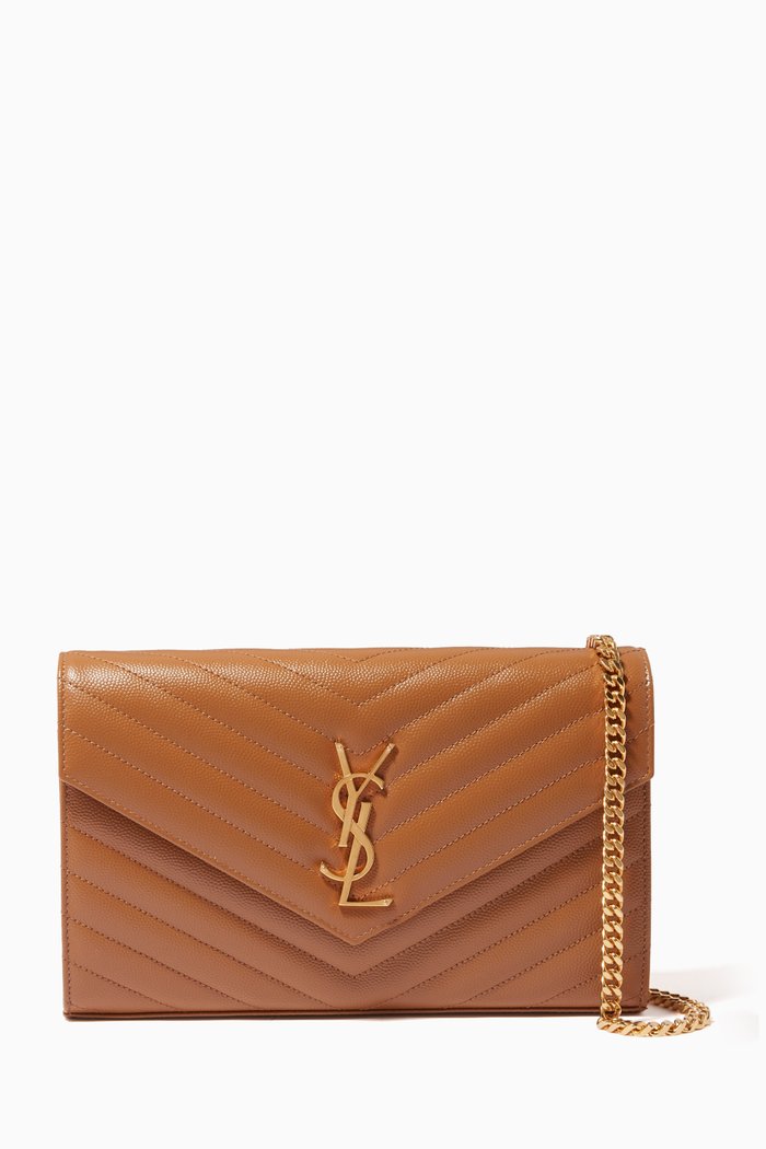

Cassandre Chain Wallet in Matelassé Leather, Brown