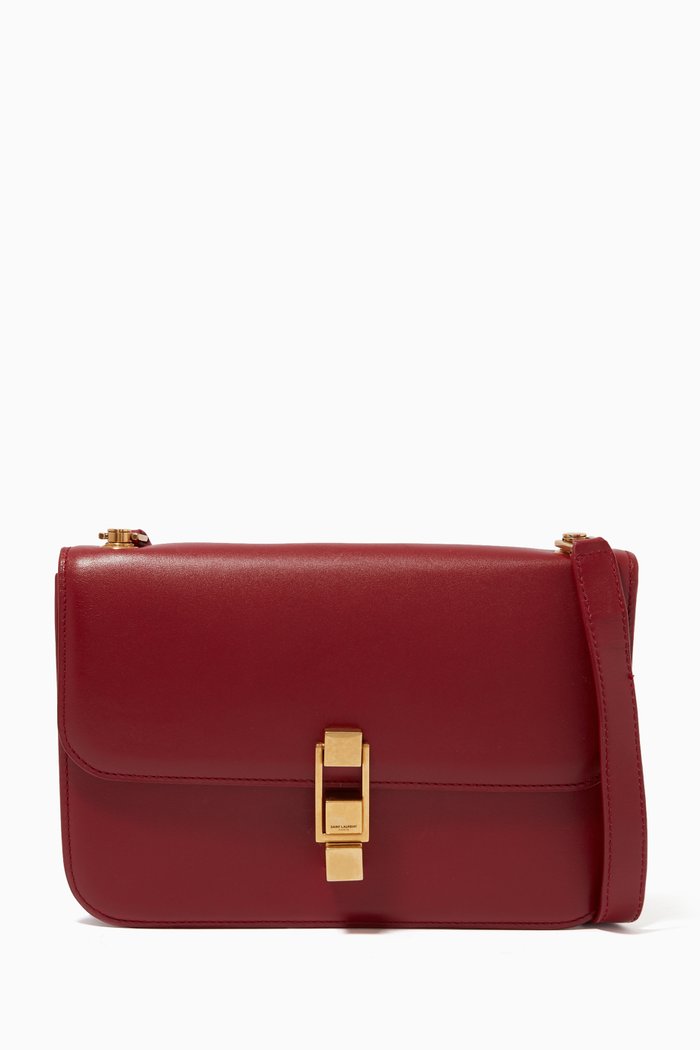 

Le Carre Satchel in Box Leather, Burgundy