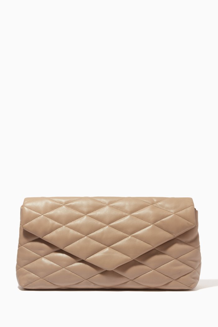 

Sade Puffer Envelope Clutch in Lambskin, Neutral