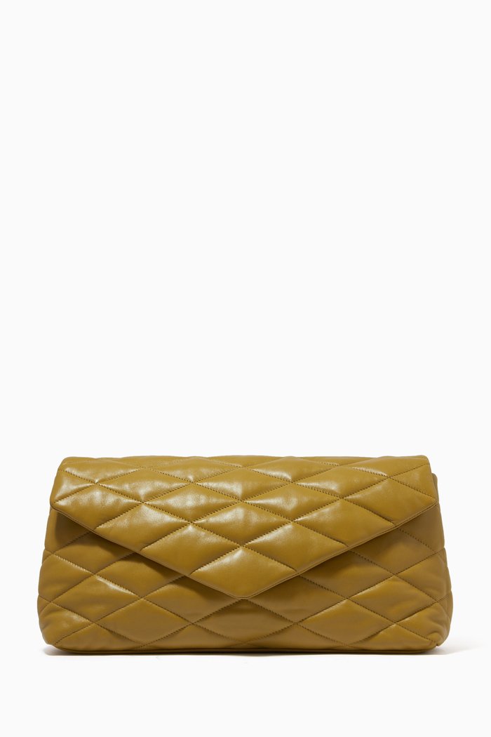 Sade Puffer Envelope Clutch in Lambskin, Green