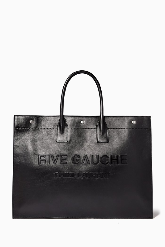 

Large Rive Gauche Tote Bag in Smooth Leather, Black
