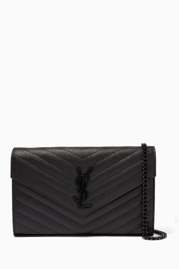 

Cassandre Chain Wallet in Matelassé Leather, Black