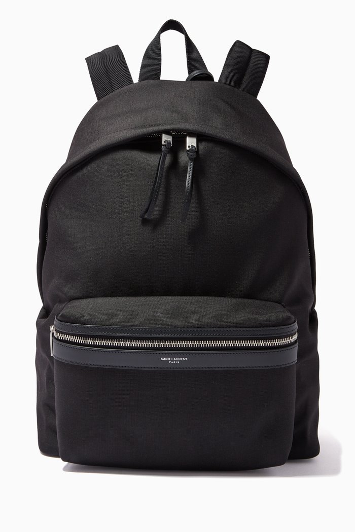 

City Backpack in Nylon Canvas & Leather, Black